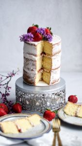 cake, strawberry, layer cake