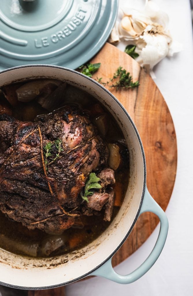 lamb, Easter, dutch oven, Lebanese, le creuset