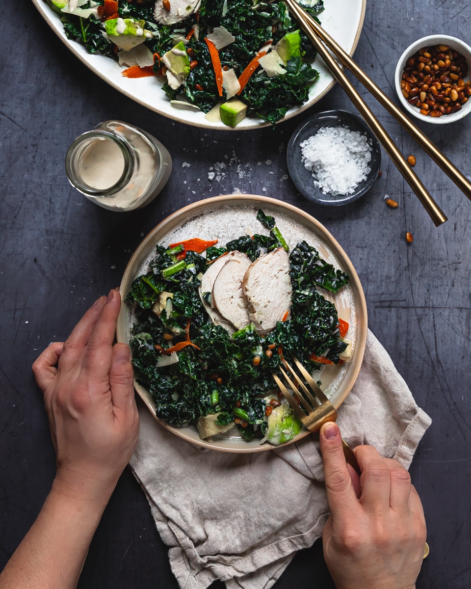 Kale Salad with Tahini Dressing - Cosette's Kitchen
