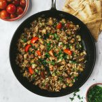 Potatoes and Eggs in skillet