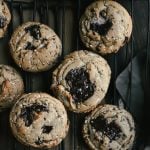 Chocolate Sesame Tahini Cookies on a rack