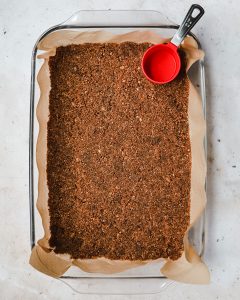 Pressed gingersnap crust in baking pan