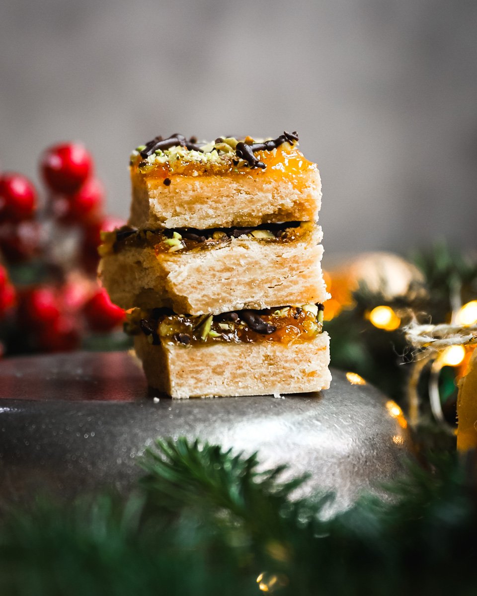 Stack of Spiced Shortbread with Orange Marmalade