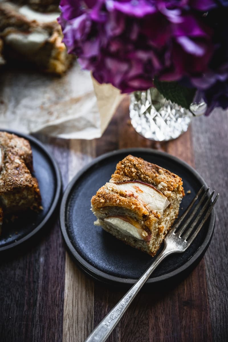 Peach Anise Snack Cake finished plated