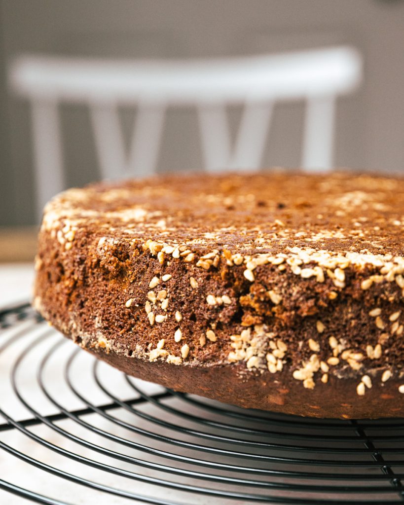 Date Anise Molasses Breakfast Cake with Tahini and Sesame Cosette's