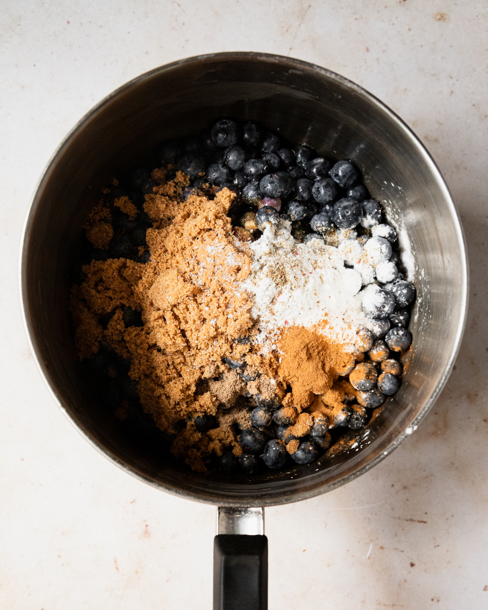 blueberry filling ingredients in pot