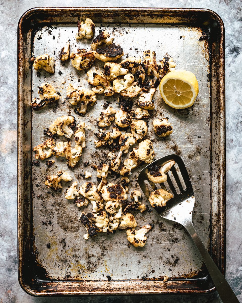 fully roasted cauliflower after 20-25 minutes