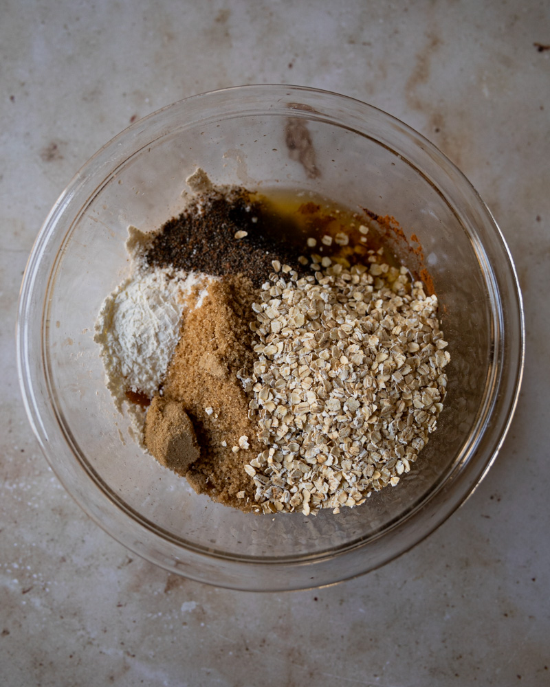 streusel ingredients in bowl 