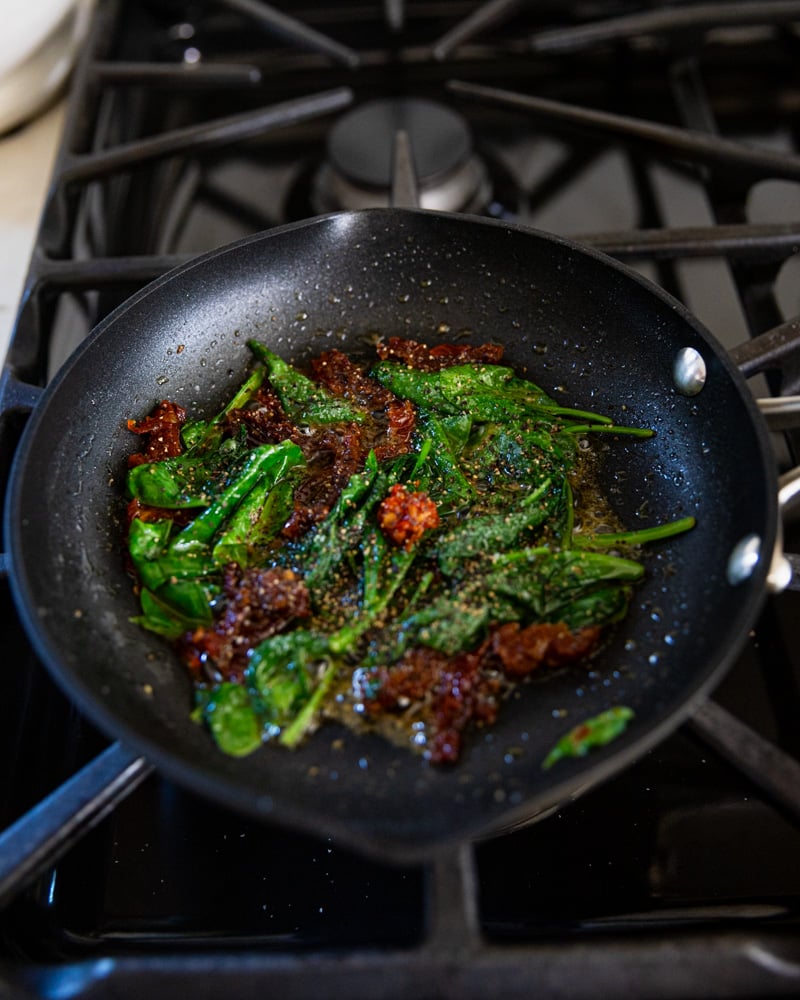 spinach and tomatoes cooked down