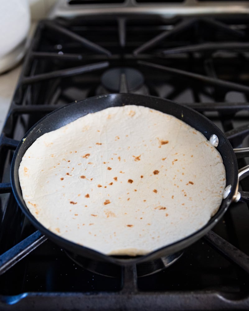 tortilla in pan